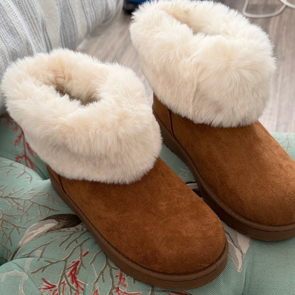 Cozy Tan Faux Fur Ankle Boots